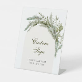 Winter Evergreen Elegant Hochzeit Custom Text Sign Sockelschild