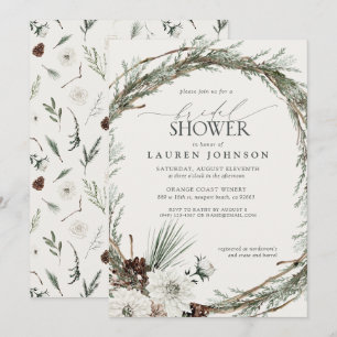 Winter-Evergreen-elegante Hochzeitsshower-Einladun Einladung