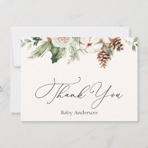 Winter Evergreen Greenery Danke Note Card Mitteilungskarte