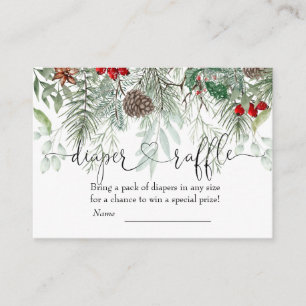Winter Evergreen Pine Baby Dusche Windeln Raffle Begleitkarte