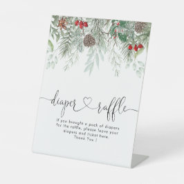 Winter Evergreen Pine Baby Dusche Windeln Raffle Sockelschild