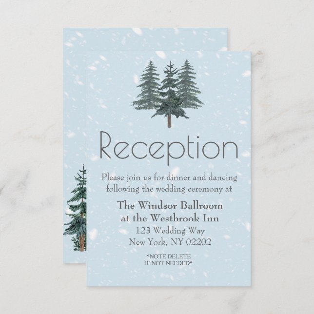 Winter Evergreen Pine Tree Empfang Card Einladung (Vorne/Hinten)