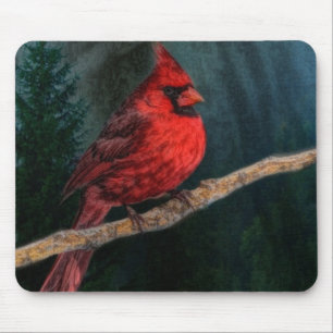 Winter Evergreen Primitive Christmas Red Kardinal Mousepad