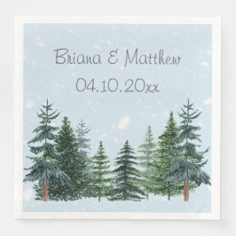 Winter Evergreen Snow Rustikale Hochzeit Serviette