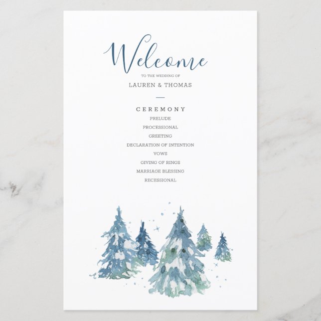 Winter Evergreen Tree Watercolor Wedding (Vorderseite)