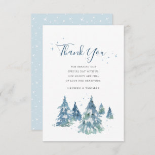 Winter Evergreen Tree Watercolor Wedding Dankeskarte