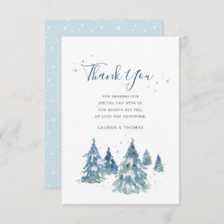 Winter Evergreen Tree Watercolor Wedding Dankeskarte