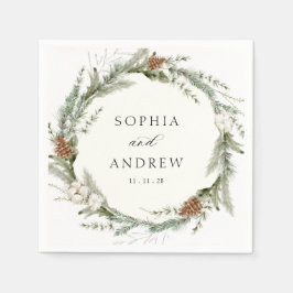 Winter Evergreen und Cotton Wedding Serviette