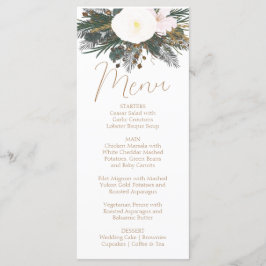 Winter Evergreen Wedding Menu Card Menükarte