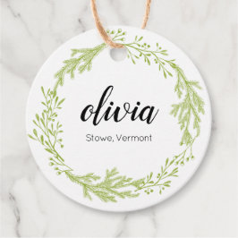 Winter Evergreen Wreath Script Bekleidungspreis Geschenkanhänger