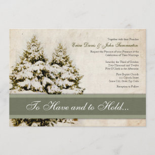 Winter Evergreens Vintage Hochzeit Einladung