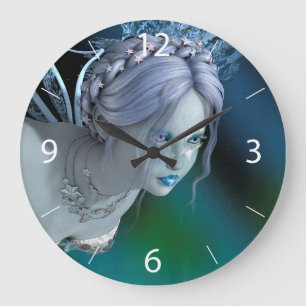 Winter Fairy Große Wanduhr