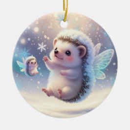 Winter Fairy Hedgehogs – Cute Snowflake Keramik Ornament