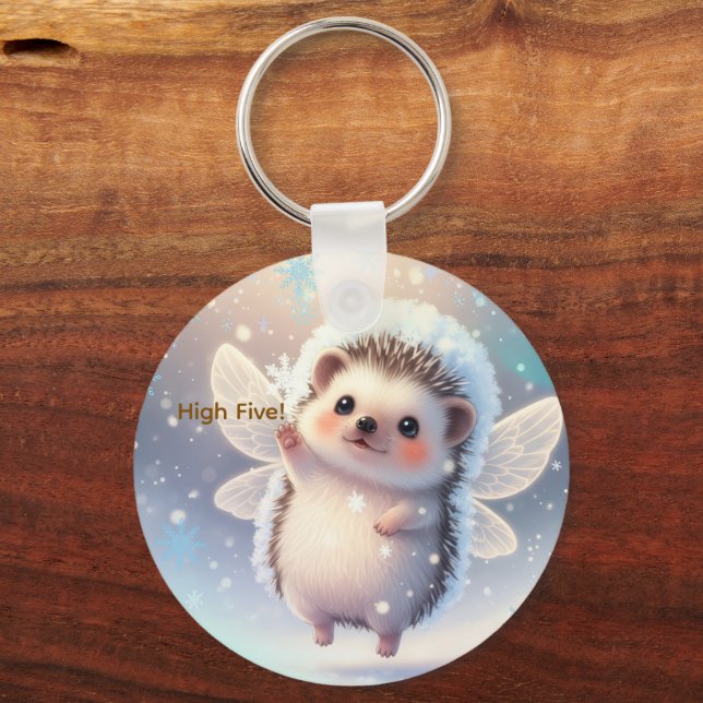 Winter Fairy Hedgehogs  – Cute Snowflake  Schlüsselanhänger (Rückseite)
