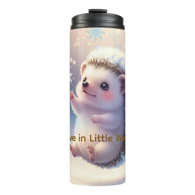Winter Fairy Hedgehogs  – Cute Snowflake  Thermosbecher (Vorderseite)