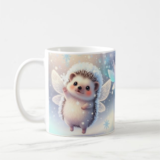 Winter Fairy Hedgehogs Mug – Cute Snowflake  Kaffeetasse (Links)
