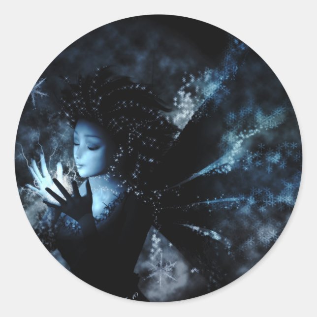 Winter Fairy Runder Aufkleber (Vorderseite)