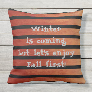 Winter Fall Schwarz und Orange Streifen Kissen
