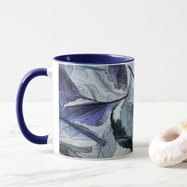 Winter Fallen Blätter in Blue & Gray Tasse (Mit Donut)
