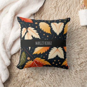 Winter fallende Blätter Orange Retro Muster Kissen