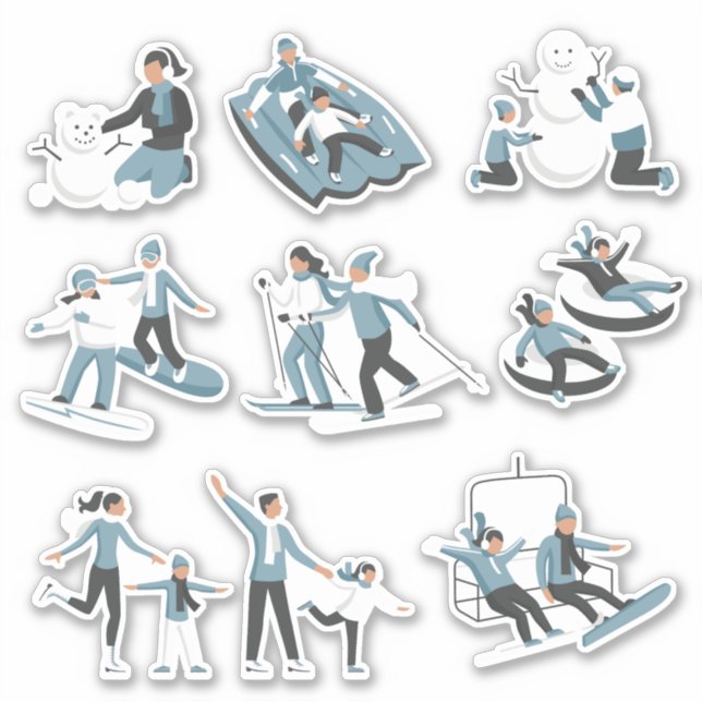 Winter Familienspass Weihnachtsfeiertag Aufkleber (Vorderseite)