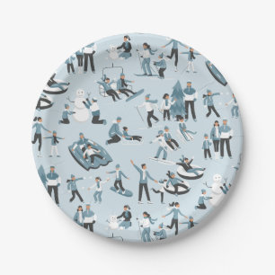 Winter Familienspass Weihnachtsfeiertag Pappteller