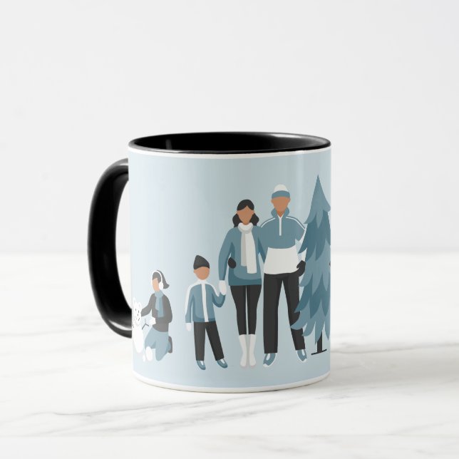 Winter Familienspass Weihnachtsfeiertag Tasse (Vorderseite Links)