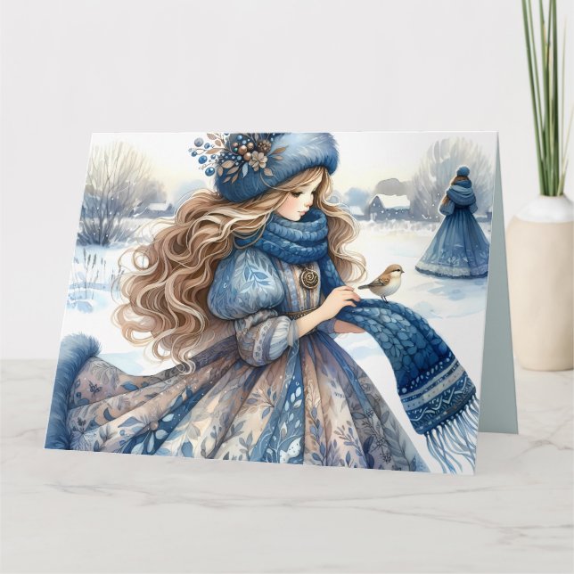 Winter Fantasy Prinzessin in einem schneebedeckten Karte (Vorderseite)