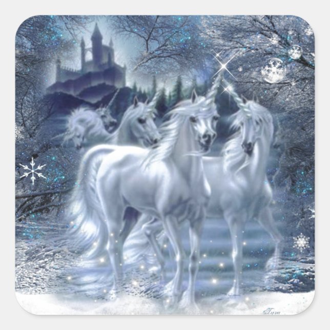 Winter Fantasy Quadratischer Aufkleber (Vorderseite)