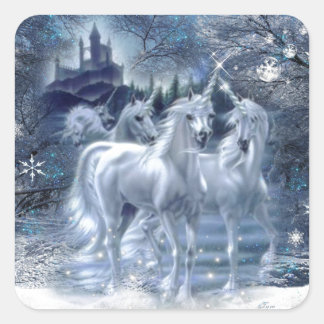 Winter Fantasy Quadratischer Aufkleber