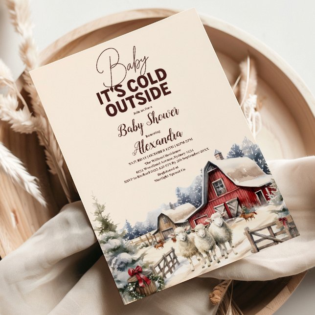 Winter Farm Animals Weihnachtsdusche Einladung (Von Creator hochgeladen)