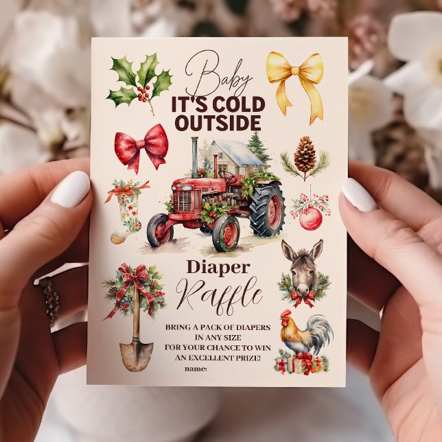 Winter Farm Animes Weihnachts Baby Diapper Raffle Begleitkarte (Von Creator hochgeladen)