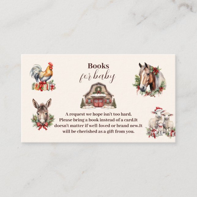 Winter Farm Animes Weihnachtsbücher für Baby Begleitkarte (Vorderseite)