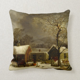 Winter Farm Gemälde von George Durrie Kissen