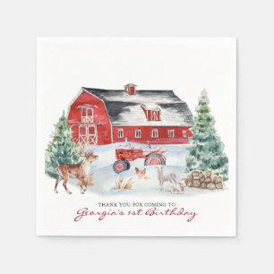 Winter Farm Thema Scheunen-Geburtstagsfeier Serviette