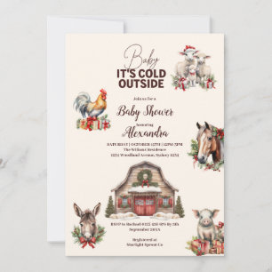 Winter-Farm-Tiere-Christmas-Baby-Party Einladung