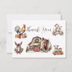 Winter-Farm-Tiere Weihnachten Dankeskarte