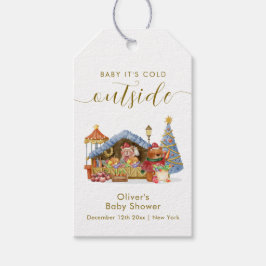 Winter Farmer Market Teddy Bear Baby Shower Geschenkanhänger