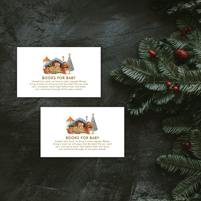 Winter Farmer Market Teddy Bear Books Baby Shower  Begleitkarte (Winter Farmer Market Teddy Bear Books Baby Shower Enclosure Card)