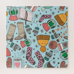 Winter Fashion Doodle Sketch Muster Puzzle