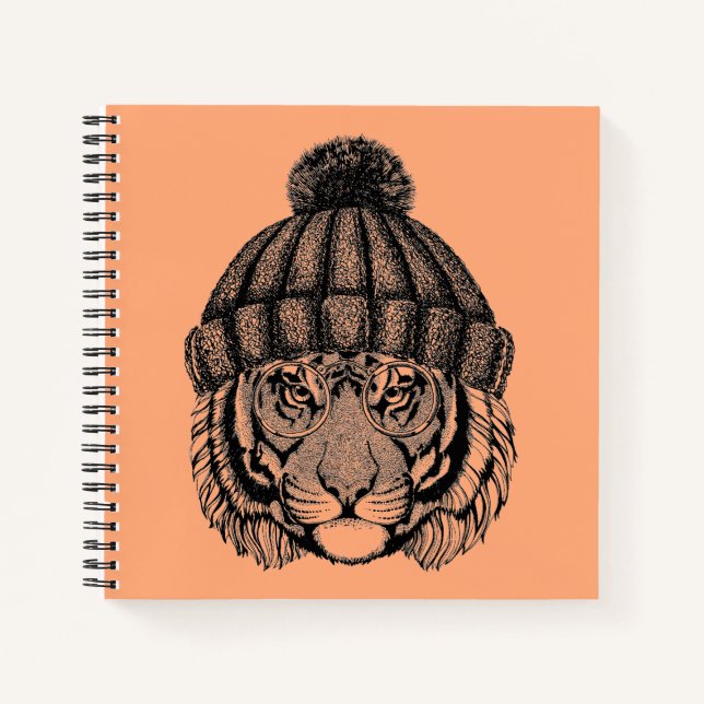 Winter Fashion Ready Tiger Notizbuch (Vorderseite)