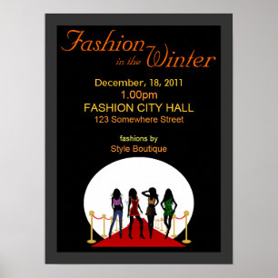 Winter Fashion Show Designer Black and Red Posters Poster