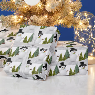 Winter-Feiertag / Weihnachts-Schneemann-Bastelarbe Geschenkpapier