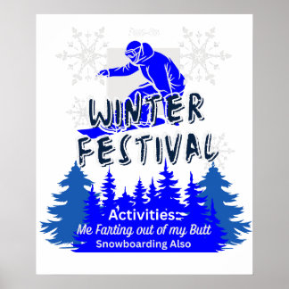 Winter Festival Farb und Snowboarden Poster