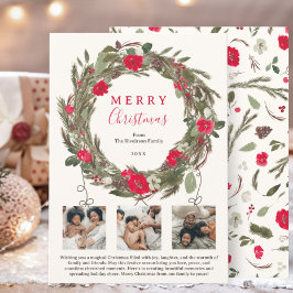 Winter festive wreath Christmas 3 photos Feiertagskarte