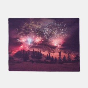 Winter Feuerwerk Schneeschuhe Weihnachten Fußmatte