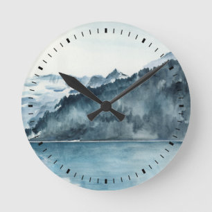 Winter-Fjorde Runde Wanduhr