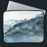 Winter Fjords Laptopschutzhülle<br><div class="desc">Winter Fjords II von Jennifer Paxton Parker. Die Aquarellfjords in einem ruhigen,  blauen Rahmen.</div>