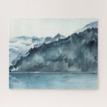 Winter Fjords Puzzle<br><div class="desc">Winter Fjords II von Jennifer Paxton Parker. Die Aquarellfjords in einem ruhigen,  blauen Rahmen.</div>