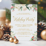 Winter Floral Berries Gold Glitzer Holiday Party Einladung<br><div class="desc">Fügen Sie eine Touch von Eleganz und Glanz zu Ihren Feierlichkeiten mit diesem Winter Floral Berries Gold Glitzer Holiday Party Einladung. Diese Einladung zeigt eine wunderschöne Kombination aus Winterfloralen, Beeren und glänzenden Goldakzenten, die ein zauberhaftes und festliches Design schaffen. Die anpassbare Vorlage erlaubt es Ihnen, die Einladung mit dem Designwerkzeug...</div>